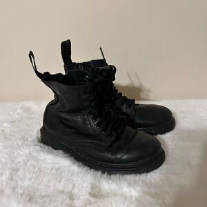 Girls Dr. Martens 1460 Pascal Mono J Black Side Zip Lace Up Combat Boots